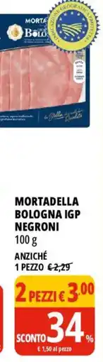 Tigros Mortadella bologna igp NEGRONI offerta