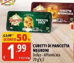 Tigros Cubetti di pancetta NEGRONI offerta