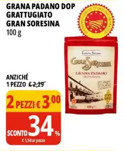 Tigros Grana padano dop grattugiato GRAN SORESINA offerta