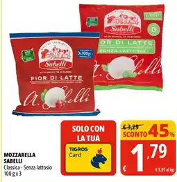 Tigros Mozzarella SABELLI offerta