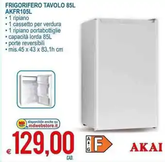 MD Discount Akai Frigorifero Tavolo 85L AKFR105L offerta