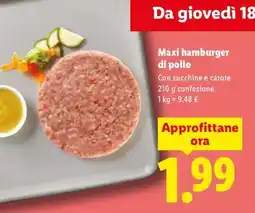 Lidl Maxi hamburger di pollo offerta