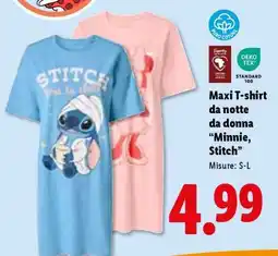 Lidl Maxi T-shirt da notte da donna “Minnie, Stitch” offerta