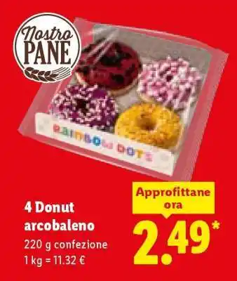 Lidl 4 Donut arcobaleno offerta