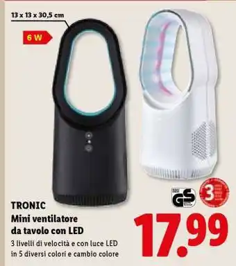 TRONIC Mini ventilatore da tavolo con LED