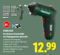 Lidl PARKSIDE Avvitatore ricaricabile con impugnatura girevole offerta