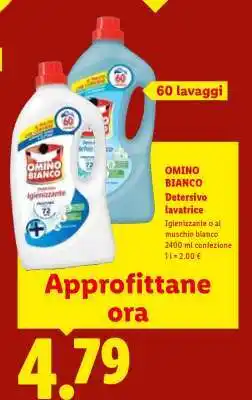 Lidl OMINO BIANCO DETERSIVO LAVATRICE offerta