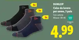 Lidl Dunlop Calze da lavoro per uomo, 3 paia offerta