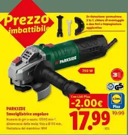 Lidl PARKSIDE Smerigliatrice angolare offerta