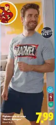 Lidl Pigiama corto da uomo Marvel, Avengers offerta
