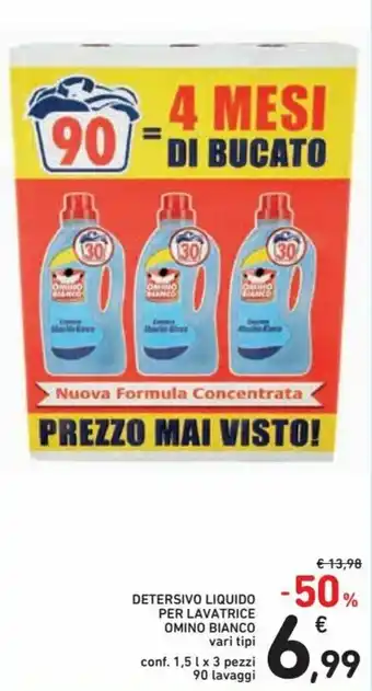Spazio Conad Omino Bianco Detersivo Liquido per Lavatrice 1,5L x 3 pezzi 90 lavaggi offerta