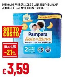 Famila Pannolini PAMPERS sole e luna mini/midi/maxi/ junior/extra large formati assortiti offerta