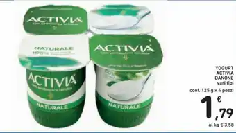 Danone Activia Yogurt 125g x 4 pezzi