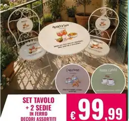Satur Set tavolo + 2 sedie in ferro offerta