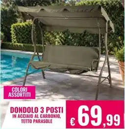 Satur Dondolo 3 posti in acciaio al carbonio, tetto parasole offerta