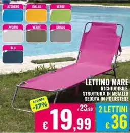 Satur Lettino mare richiudibile, struttura in metallo seduta in poliestere offerta
