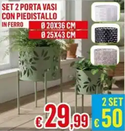 Satur Set 2 porta vasi con piedistallo in ferro offerta