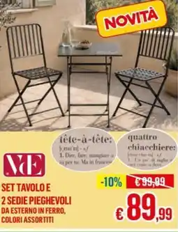 Satur Set tavolo e 2 sedie pieghevoli da esterno in ferro offerta
