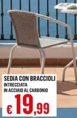 Satur Sedia con braccioli intrecciata in acciaio al carbonio offerta