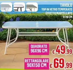 Satur Tavolo top in vetro temperato effetto martellato offerta