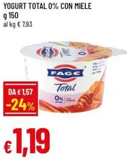 Famila Yogurt total 0% con miele FAGE offerta