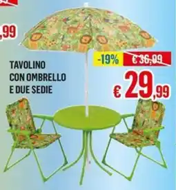 Satur Tavolino con ombrello e due sedie offerta