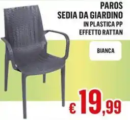 Satur Paros sedia da giardino in plastica pp effetto rattan offerta