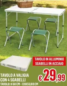 Satur Tavolo a valigia con 4 sgabelli offerta