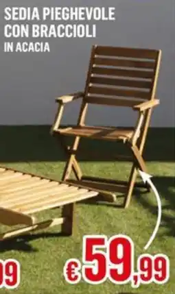 Satur Sedia pieghevole con braccioli in acacia offerta