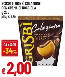 Famila Biscotti grisbì colazione con crema di nocciola offerta