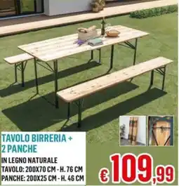 Satur Tavolo birreria + 2 panche offerta
