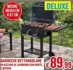 Satur Barbecue rettangolare in acciaio al carbonio con ruote, 2 ripiani offerta