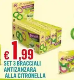 Satur Set 3 bracciali antizanzara alla citronella offerta