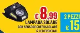 Satur Lampada solare con sensore crepuscolare 12 led frontali offerta