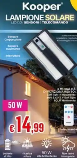 Satur Kooper lampione solare offerta