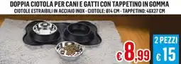 Satur Doppia ciotola per cani e gatti con tappetino in gomma offerta