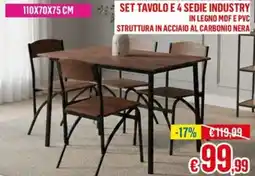 Satur Set tavolo e 4 sedie industry offerta