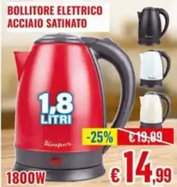 Satur Bollitore elettrico acciaio satinato 1800W offerta