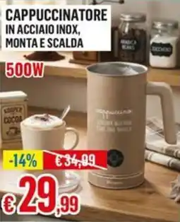 Satur Cappuccinatore in acciaio inox, monta e scalda 500W offerta