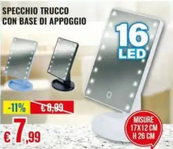 Specchio trucco con base di appoggio