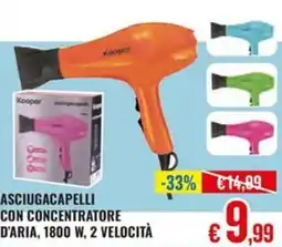 Satur Kooper asciugacapelli con concentratore d'aria, 1800 W offerta