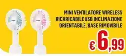 Satur Mini ventilatore wireless ricaricabile usb inclinazione offerta