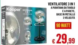 Satur Kooper ventilatore 3 in 1 a piantana da tavolo offerta