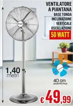 Satur Ventilatore a piantana base tonda inclinazione 50 watt offerta
