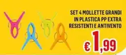 Satur Set 4 mollette grandi in plastica pp extra resistenti e antivento offerta