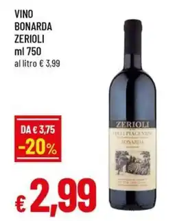 Famila Vino bonarda ZERIOLI offerta
