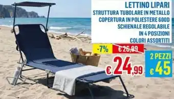 Lettino lipari struttura tubolare in metallo