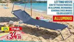 Satur Lettino vieste con tettuccio parasole in alluminio offerta