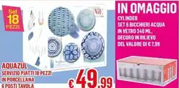 Satur Aquazul servizio piatti in porcellana 6 posti tavola offerta