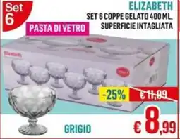 Satur Elizabeth set 6 coppe gelato pasta di vetro superficie intagliata offerta